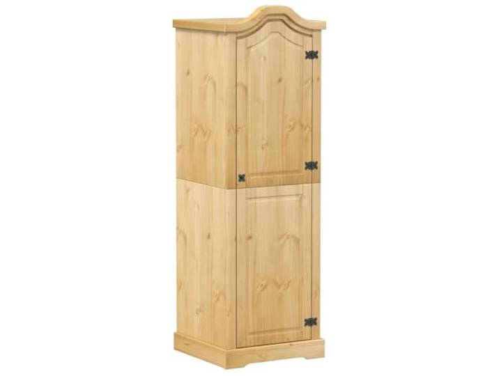 HNSMFPRE Kleiderschrank, 55 x 52 x 170 cm, aus massivem Kiefernholz Metallgriff, gerade Maserung, rustikale Knoten, Wandbefestigung im Lieferumfang enthalten, lange Kleidung
