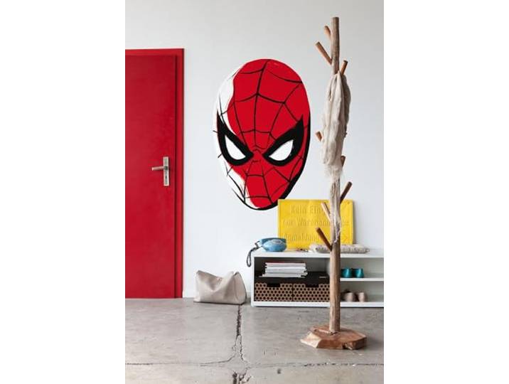 Selbstklebende Vlies Fototapete/Wandtattoo - Spider-Man Headshot - Größe 125 x 125 cm - Tapete, Wanddekoration, Kinderzimmer, Marvel