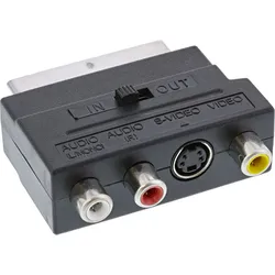 INLINE Scart Adapter, Scart (in/out) an 3x Cinch Buchse und 1x S-VHS Buchse