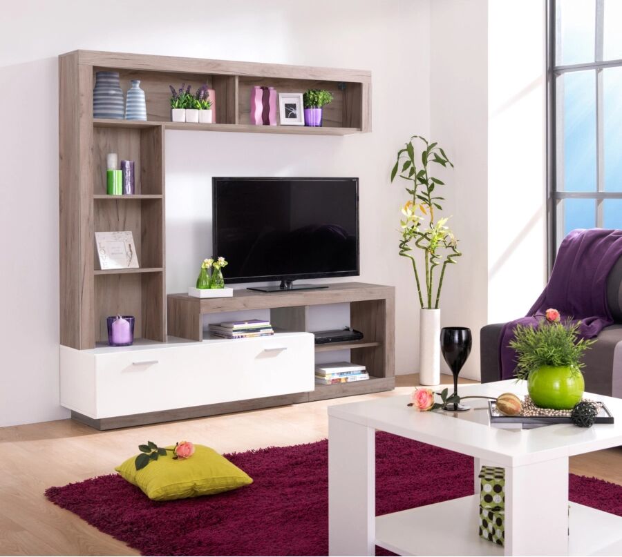BellaHome PARETE SOGGIORNO MOD. GENOVA QUERCIA-BIANCO