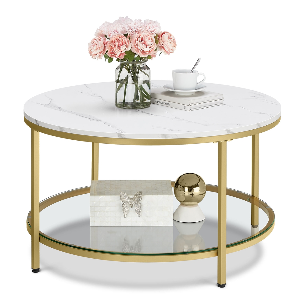 VASAGLE Couchtisch mit Glasplatte modern LCT071W59