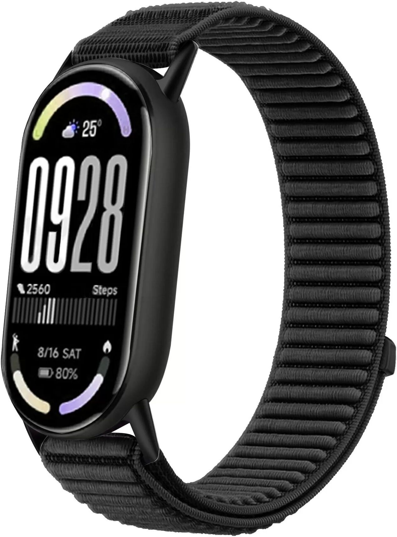 INF Wildnis Bergmuster Nylon Armband kompatibel mit Xiaomi Mi Band 10/9/8 Serie Schwarz