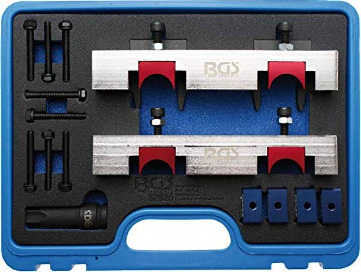 BGS 62628 Motor-Einstellwerkzeugsatz für Mercedes-Benz M270, M274, M133 Steuerzeiten prüfen und einstellen Nockenwelle niederhalten und fixieren für A-Klasse W176 ab 2012, B-Klasse W246 ab 2011