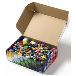 folia Pompons farbsortiert Jumbo Glitter Ø 1,5 - 4,0 cm, 730 St.
