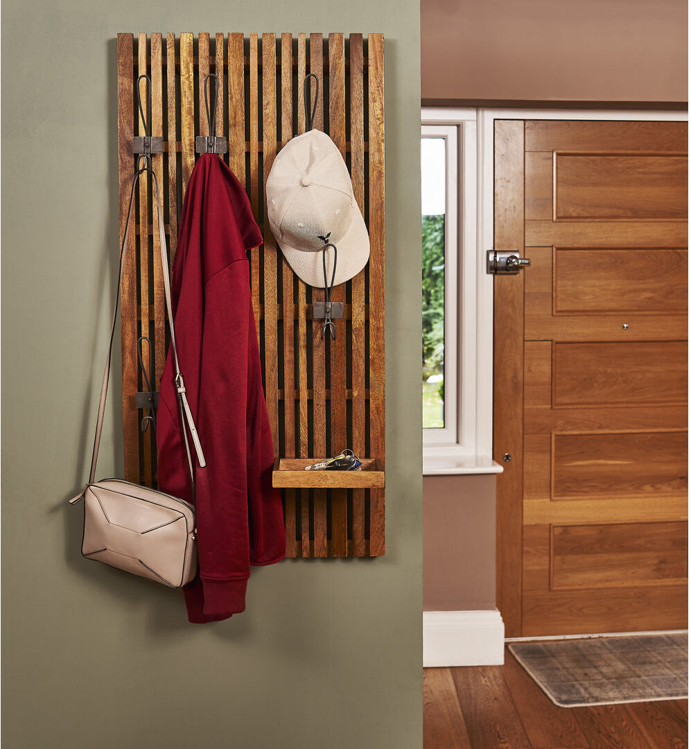 Lark Manor Agile Hanging Coat and Key Rack Brown 100cm H X 50cm W X 18cm D