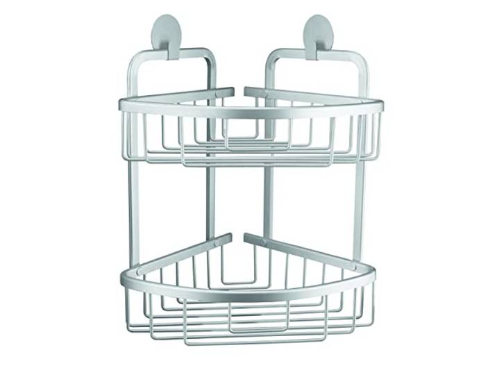 Kleine Wolke Doppelkorb dreieckig Rocco, Wandaccessoire, Farbe Aluminium, Material: Aluminium