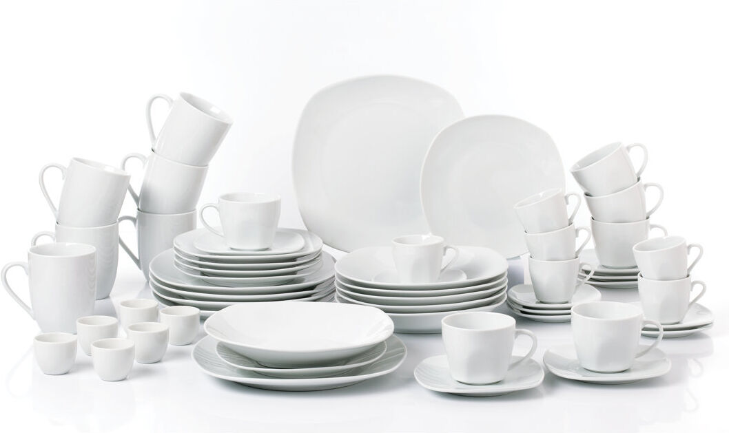 Waterside 54pc White Square Athena Porcelain Dinner Set White 54