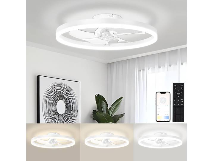 Nouveaux ventilateurs de plafond LED ultra-minces Simp Le avec lumière, silencieux, modernes, télécommande intelligente, variateur d'intensité, lustre ventilateur, éclairage de salon