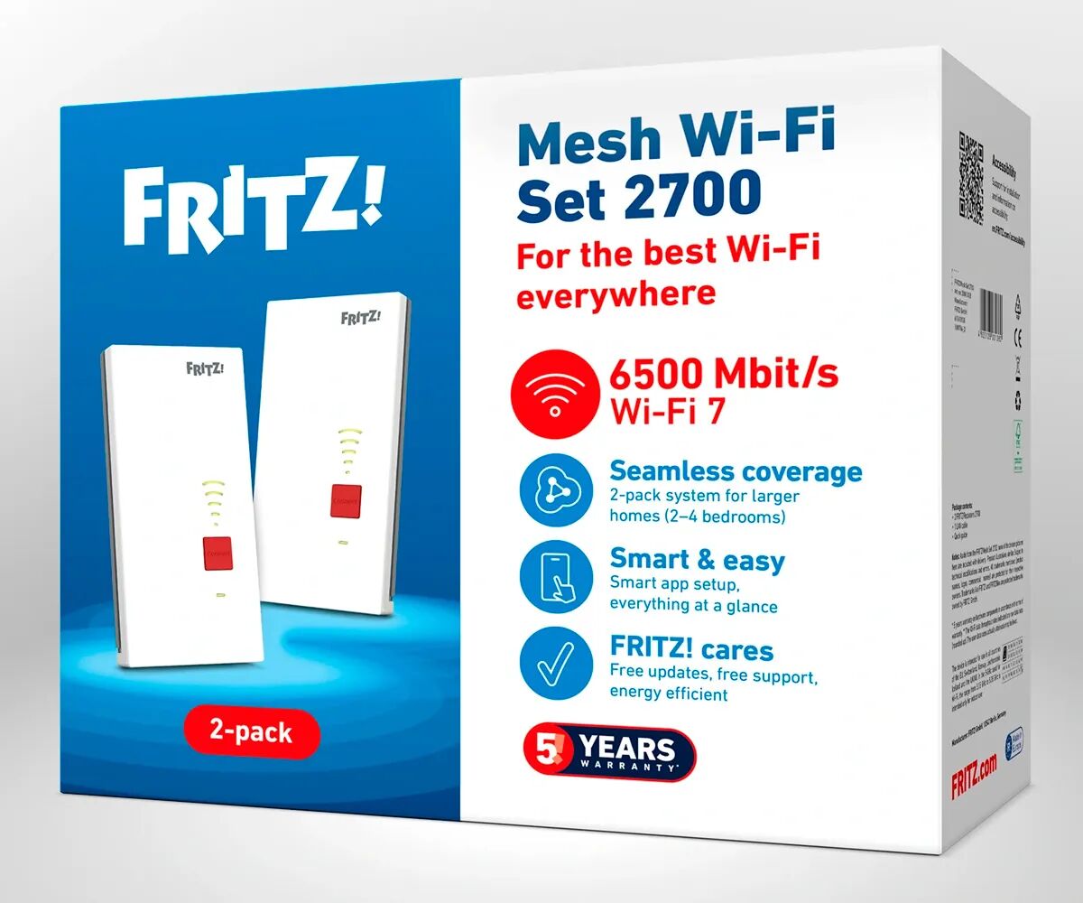 Fritz! Mesh Set 2700 Blanco / Set De 2 Repetidores Wi-Fi 7