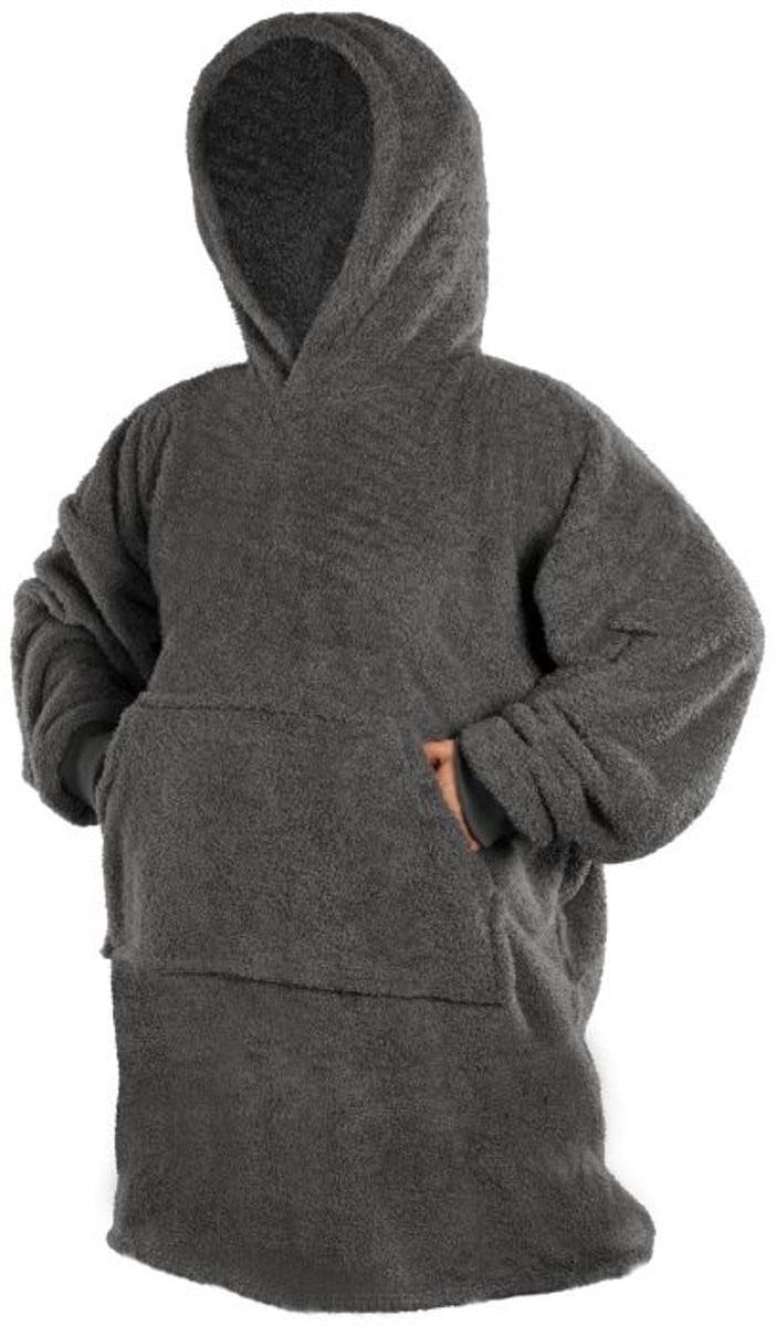 Tiseco Hoodie COCOON - Fleece deken met mouwen - Unisex - Grijs - One Size