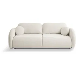 BETTSOFA CIMA Creme Chenille-Stoff mit Schlaffunktion