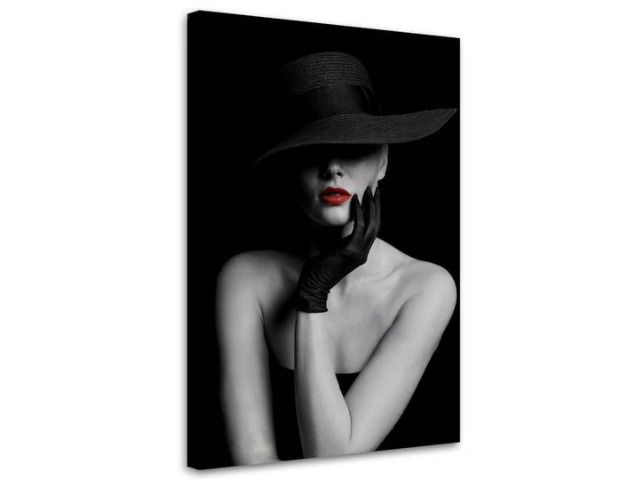Feeby Leinwandbild Sinnliche Frau mit Hut 70x100cm, Schwarz, Person/Charakter, Rechteckig, 70x100 cm, Bilder & Rahmen, Bilder, Leinwandbilder