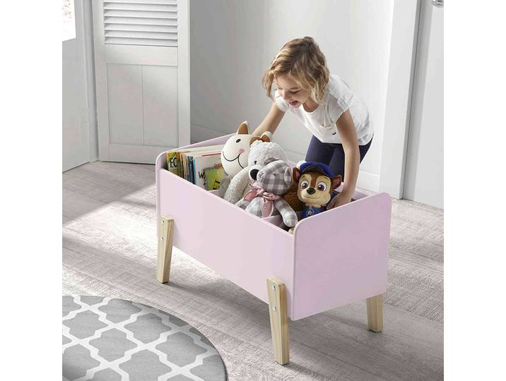 Coffre à jouets 80x39x48 rose en bois CO2012