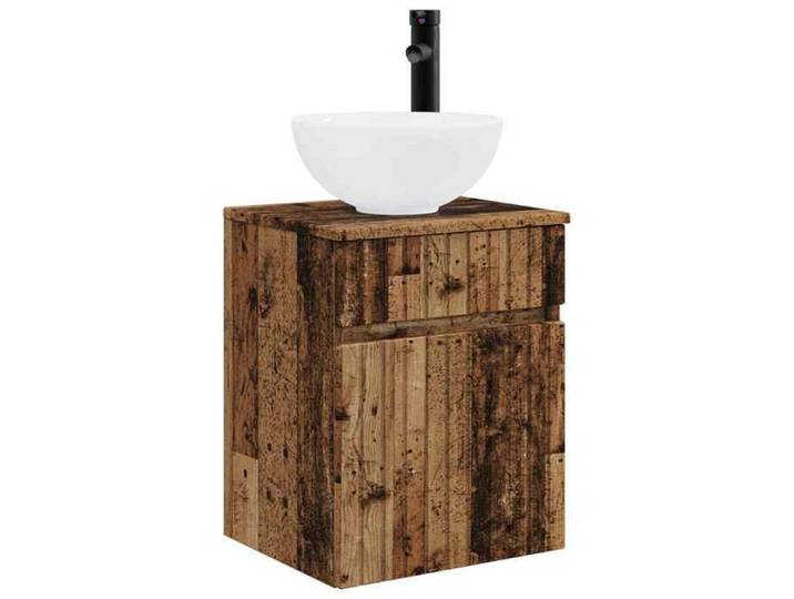 ON SALE Meuble de lavabo mural - Bois ancien - 39x35x63 cm - Meuble Sous Vasque(488350)