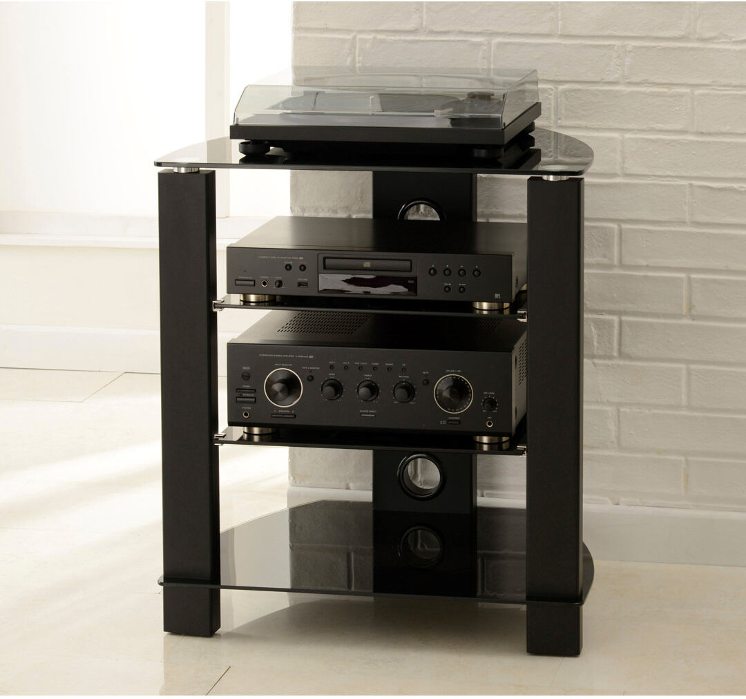 Latitude Run Vision HiFi Rack Black 73cm H X 65cm W X 45.5cm D