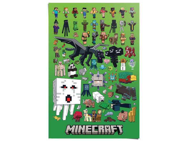 Poster REINDERS Minecraft - character montage , grün (farbe bild(er): grün), B:61cm H:91,5cm T:0,1cm, Bilder, Poster, Kinderzimmer - Grün - 150 gr. Papier - Games - 61x91,5 cm