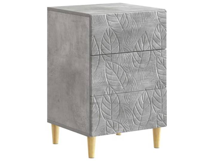 hliofuir Nachttisch Betongrau 43x39,5x66,5cm Beistelltisch 3 Schubladen Moderner Kommodenschrank für Schlafzimmer und Wohnbereich mit stabilen Eukalyptusbeinen und pflegeleichter Oberfläche.