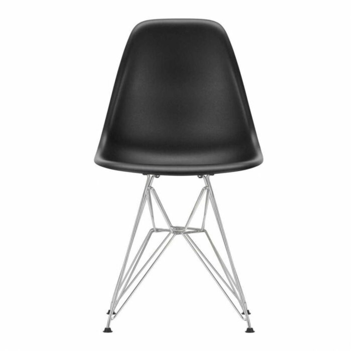 Vitra Eames DSR stoel met verchroomd onderstel, Deep black