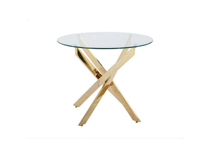 Vente-Unique Esstisch - 2 Personen - glas - transparent, goldfarben Cosima, Goldfarben, Metall, Uni, Rund, 90x77x90 cm, Esszimmer, Esstische