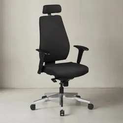 KADIMA DESIGN Luxus-Bürostuhl "Komfort Plus": Ergonomische Rückenlehne, verstellbare Sitz-/Rückenneigung, Kopfstütze, strapazierfähiger Stoff, Aluminium-Fußkreuz.
