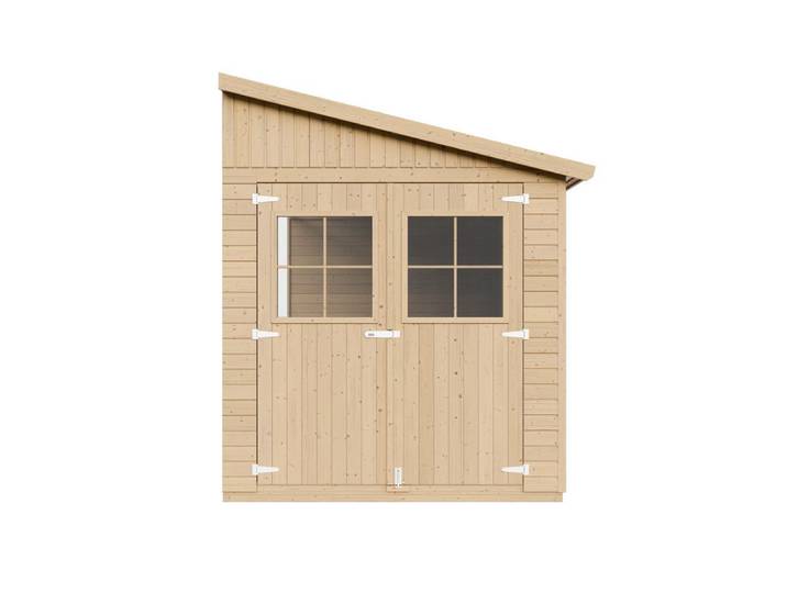 Holz Gartenschuppen (ohne Seitenwand) MIT IMPRÄGNIERTEM BODEN - Abstellkammer mit Fenstern - H244x211x318 cm/6,02 m2 - TIMBELA M339+M339G