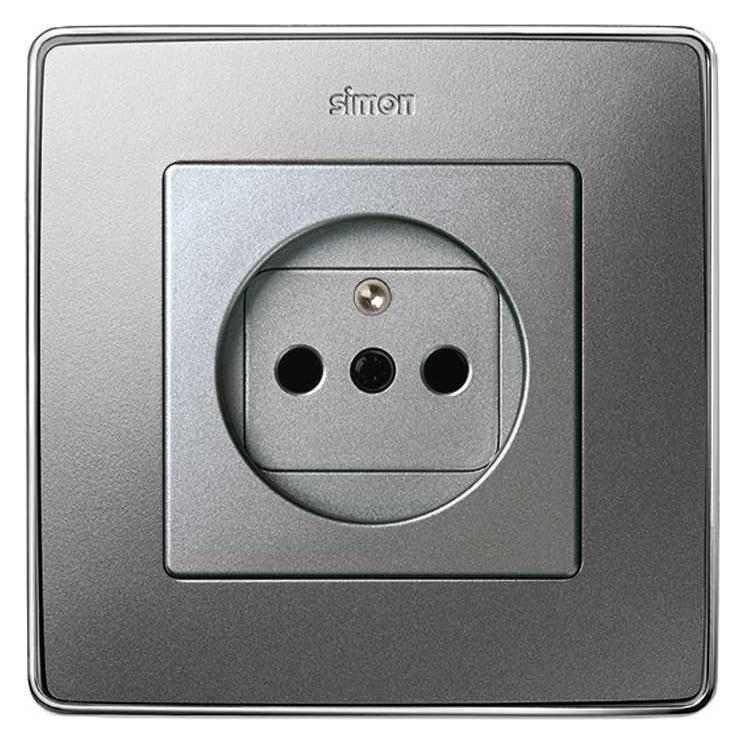Kontakt Simon Simon 82 Schutzkontakt-Einzelsteckdosenabdeckung mit Klappen aus Aluminium 82068-93 (82068-93)