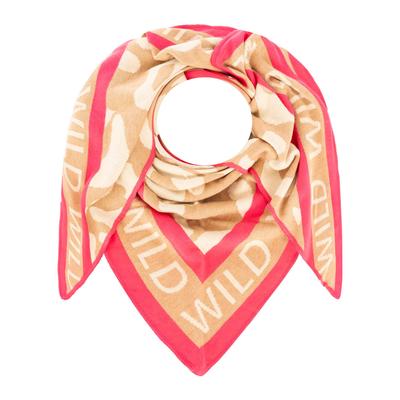 Dreieckstuch ZWILLINGSHERZ "WILD Leo", Damen, beige, Obermaterial: 60% Viskose, 40% Baumwolle, Modetücher, Animal-Muster, klassische Dreiecksform, Schriftzug am Rand