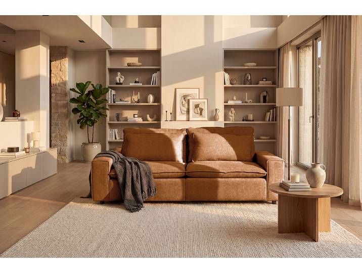 Grand canapé Marron Tissu Palmira 258 x 83 x 116cm Moderne