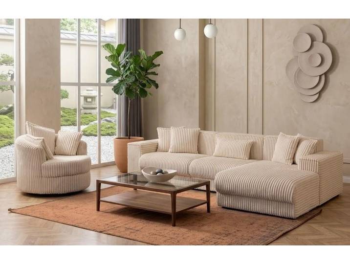JVmoebel Ecksofa Wohnzimmer Bubble Set Modern Weiß Holzgestell Entspannend, 2 Teile, Made in Europa