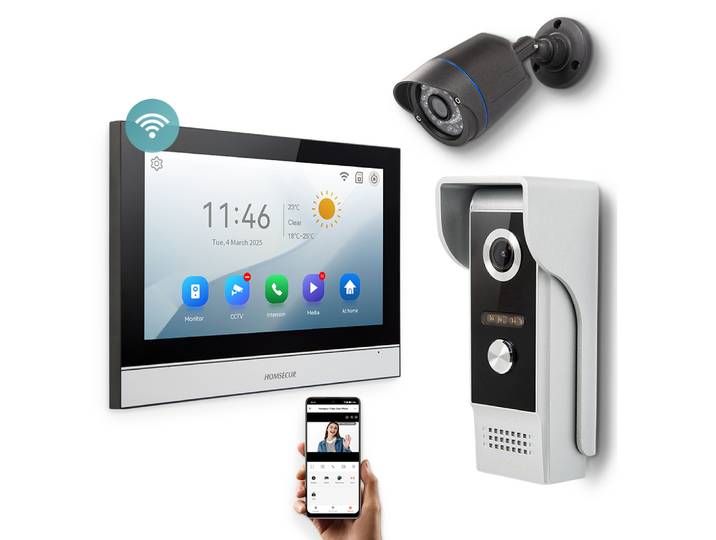 HOMSECUR Interphone vidéo Tuya 1080P avec caméra CCTV – Appel bidirectionnel, détection de mouvement et enregistrement pour villa/appartement