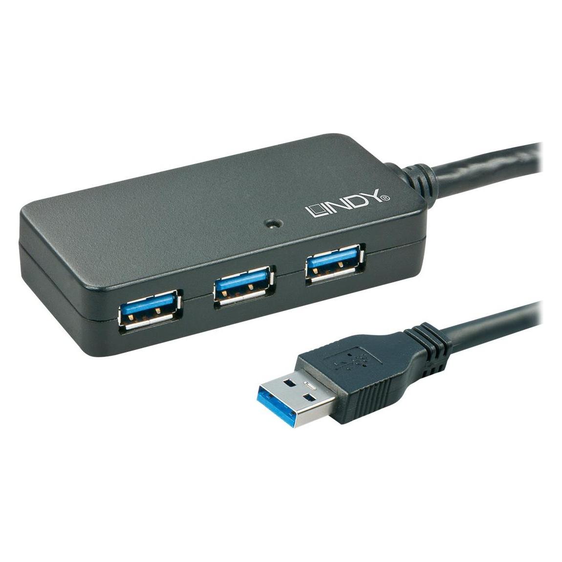Lindy USB 3.0 Aktiv-Verlängerungs Hub Pro (USB-A, 3 Ports) (43159)