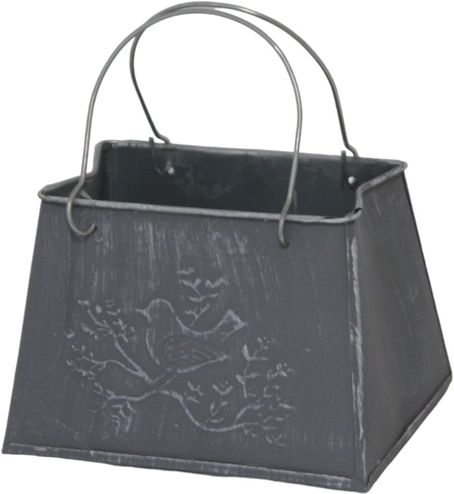 FD Pflanzgefäß Tasche M Zink 14 x 16 x 18 cm grau
