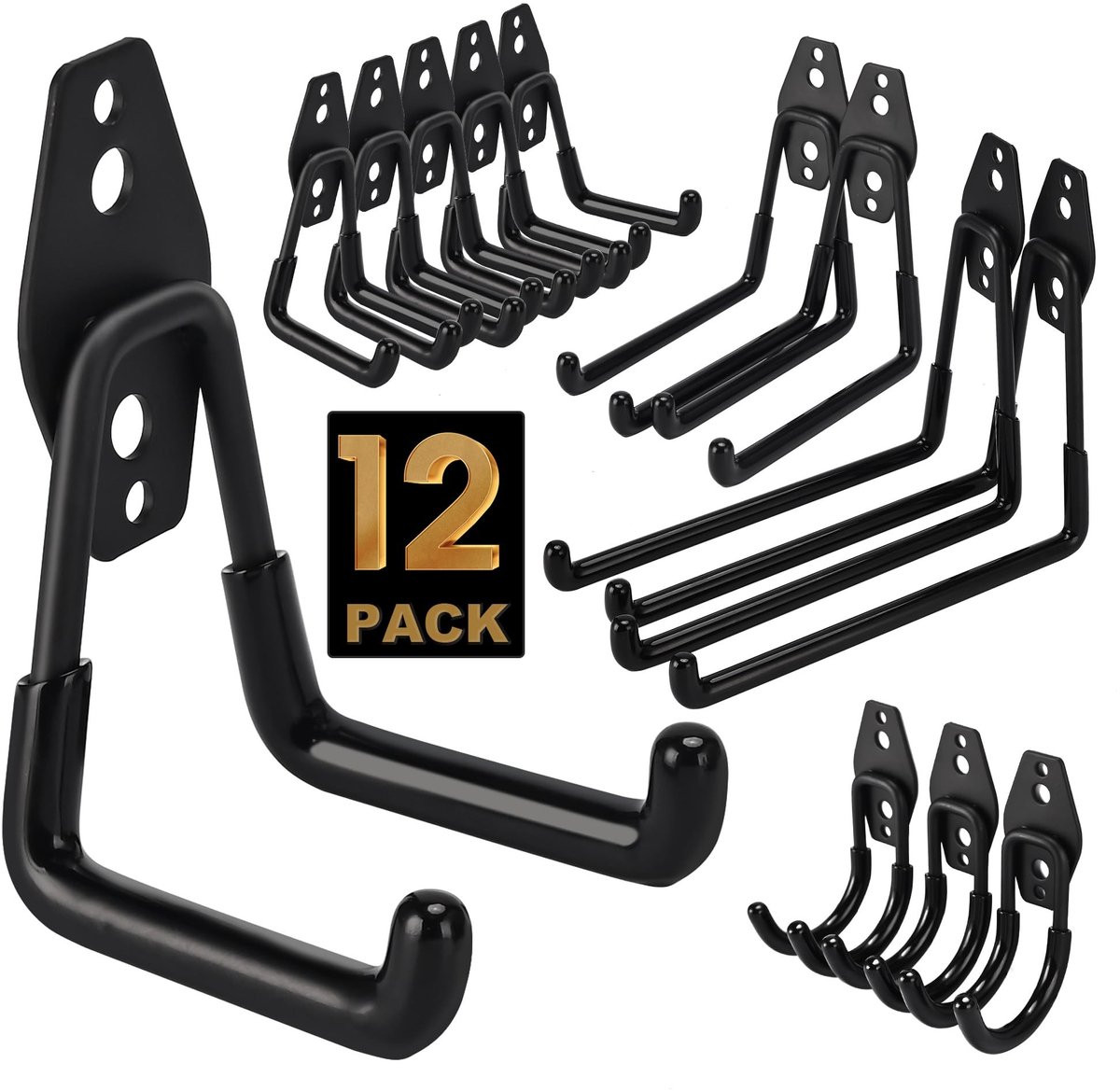 Dailygoods Wandhaken Zware Belasting - 12 Stuks - Zelfklevend - Roestbestendig - Ophanghaken voor Garageorganisatie en Tuingereedschap