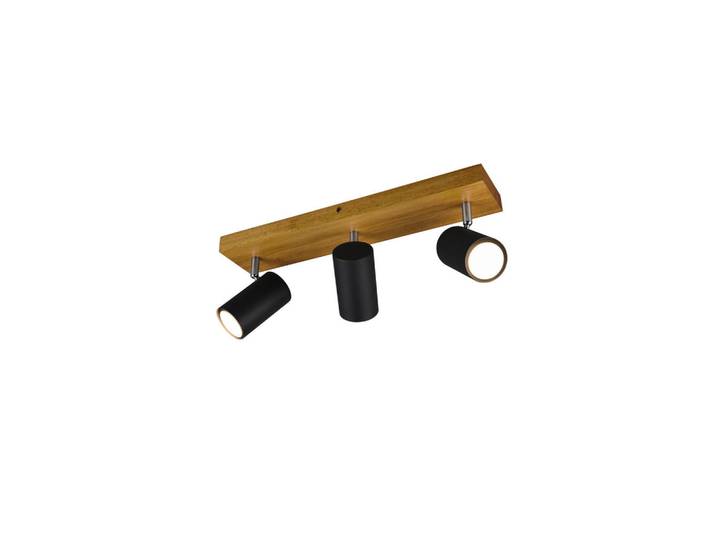 Trio Leuchten Strahler Marley, Schwarz, Holz, Metall, 44x16x9 cm, Lampen & Leuchten, Innenbeleuchtung, Spots & Strahler, Deckenspots