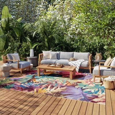 Nourison Color Splash Indoor/Outdoor Multicolored Nature Area Rug