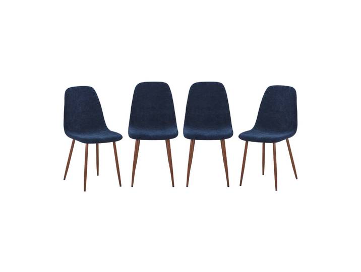 Sweeek - Lot De 4 Chaises Décor Bois Teinte Noyer Et Tissu Bleu - Vera
