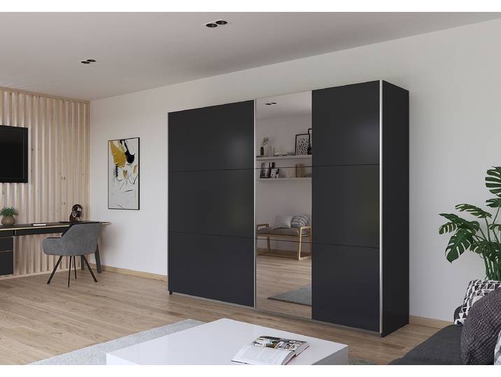 Armoire coulisses Aurelio - Miroir 261cm Gris/Gris métallisé Classic