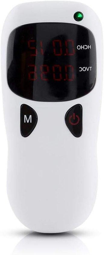 ASHATA Luchtkwaliteitsmeter Formaldehyde detector met LED-scherm Wit