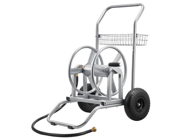 Vevor Chariot Enrouleur De Tuyau Arrosage 6096 Cm 9144 Cm Devidoir De Tuyau Arrosage Sur 2 Roues Pour Arroser Le Jardin Et Lavage De Voiture\, Deplacement Fluide\, Avec Poignee Et Panier De Rangement