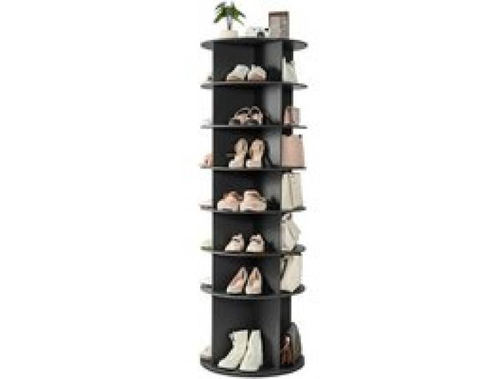 VEVOR Schuhregal Schuhschrank für 28 Paar Schuhe (7-stöckig) 360° drehbar, platzsparende Schuhaufbewahrung, Schuhablage für Schlafzimmer Wohnzimmer Eingangsbereich, Schwarz 598 x 598 x 1805 mm