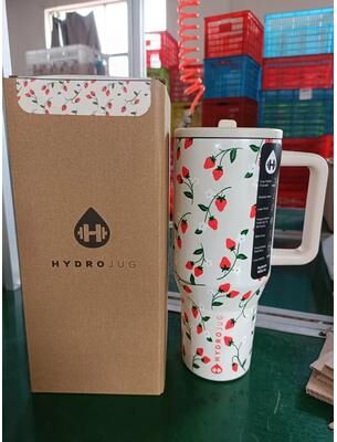 Uplifted Goods Insulated Stainless Steel Travel Tumbler With Straw Lid strawberry 32oz
