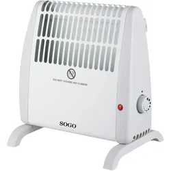 Sogo Mini-Heizgerät 520W in Weiß, Einstellbarer Thermostat, Überhitzungsschutz, Kompakt und Sicher für Kleine Räume