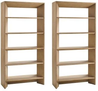 "HULALA HOME Ethel Modern 76""H 5 Shelf Simple Assembly Birch Veneer Finish Bookshelf Set of 2"
