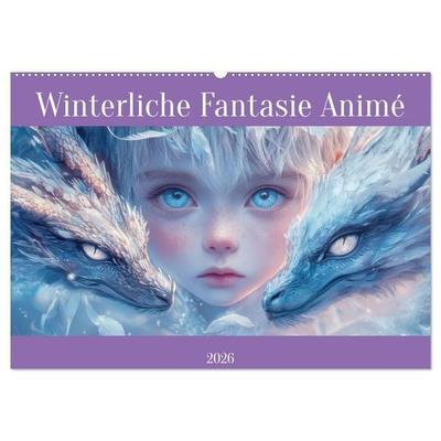 Winterliche Fantasie Animé (Wandkalender 2026 DIN A2 quer), CALVENDO Monatskalender