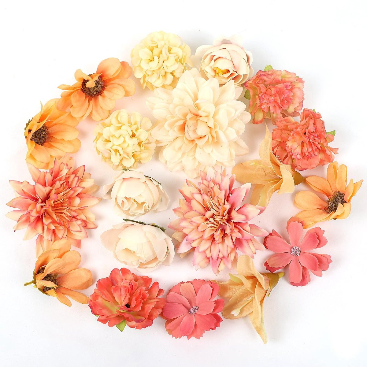 Dailygoods 24 stuks zijden kunstbloemkoppen voor DIY-projecten, bruidsdecoratie en scrapbooking