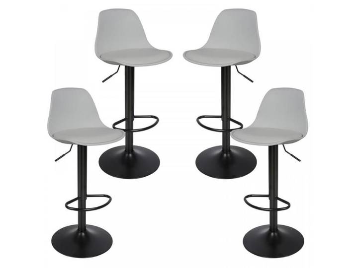 MIPAN.Lot de 4 tabourets de Bar- Tabouret de Bar en Pu - Tabourets de Bar Cuisine - Rotative à 360 + Réglable en Hauteur - Gris
