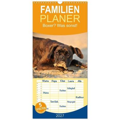 Familienplaner 2027 - Boxer? Was sonst! mit 5 Spalten (Wandkalender, 21 x 45 cm) CALVENDO