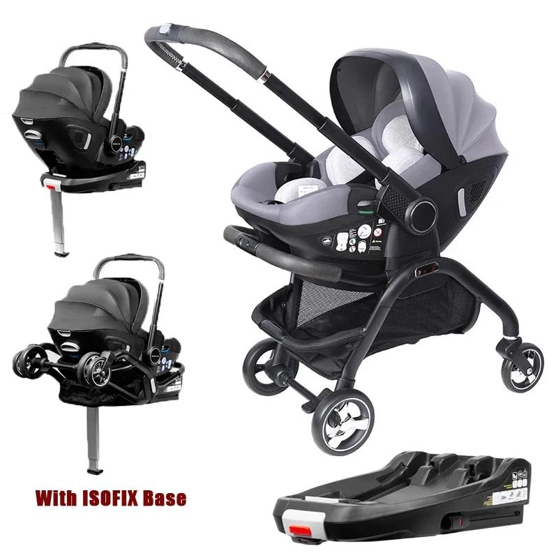 Kinderwagen - Modell S366 - 4-in-1 - Faltbar - Liegefunktion - Inklusive leichtem und tragbarem Kindersitz - Grau