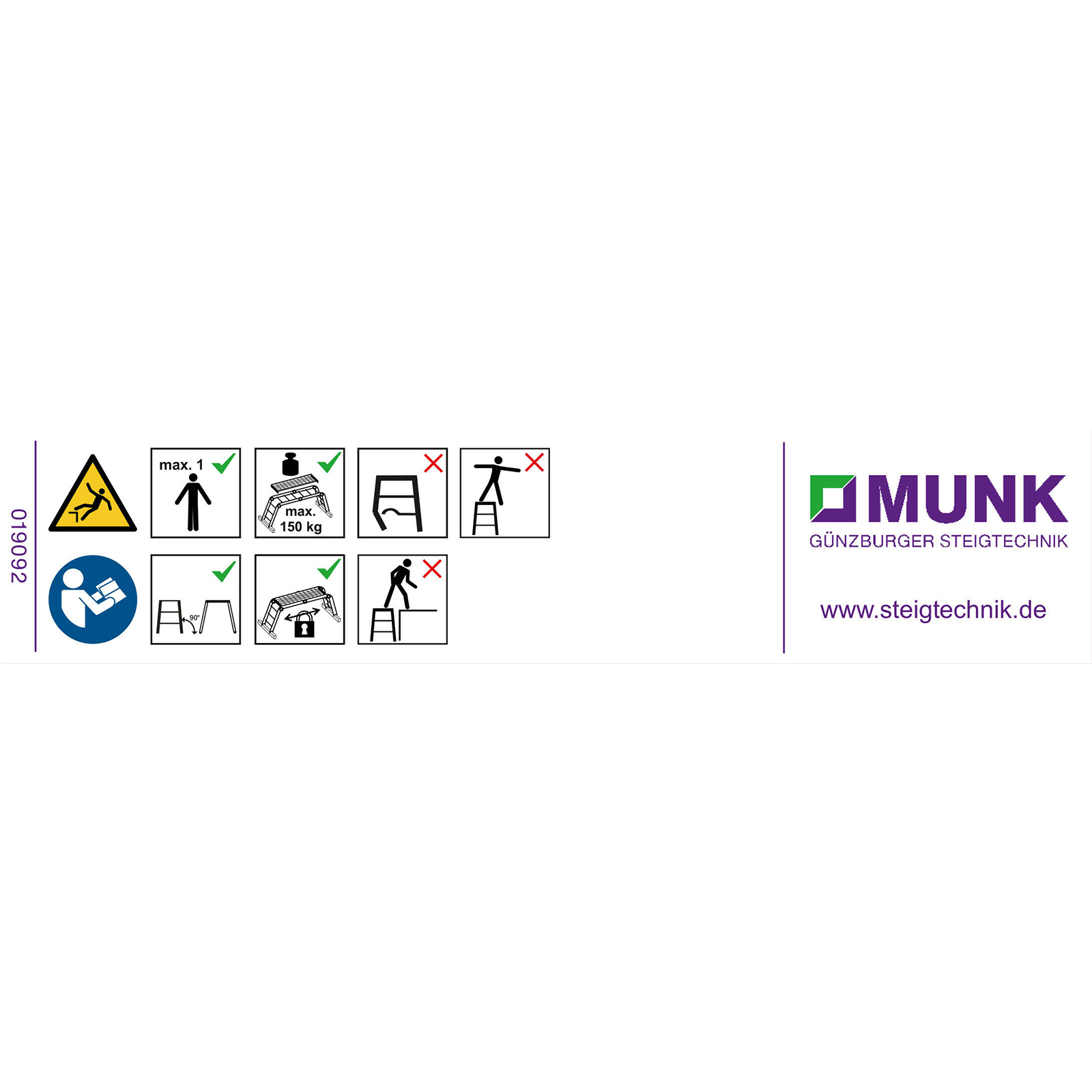 Munk Günzburger Steigtechnik MUNK Produktaufkleber Arbeitsdiele 20 Stück