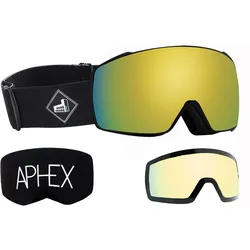 APHEX ORION THE ONE EDITION Magnet Schneebrille 2027 black strap/revo gold + Zusatzglas yellow